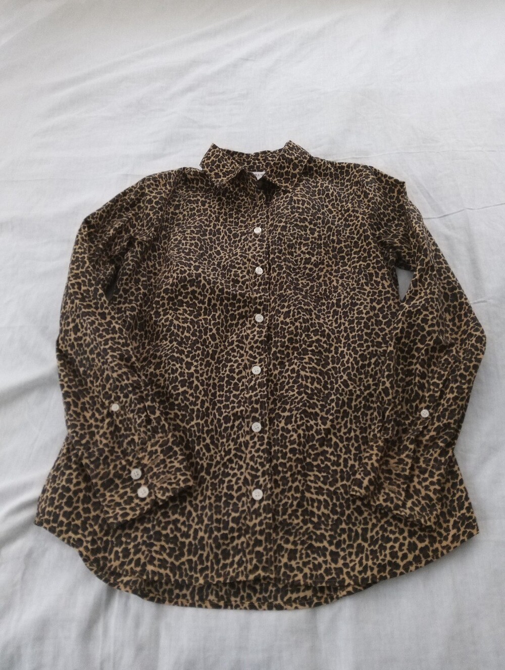 J. Crew Leopard Print Button-Down Shirt - Brown/Black XS